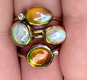 Orange Opal 'Flame' Ring with Diamond