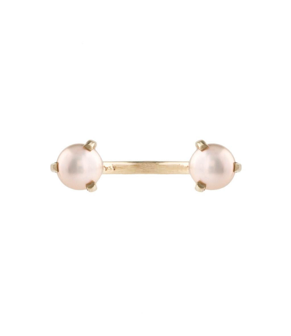 *6mm Single Waved Stoned Ring with Freshwater Pearls
