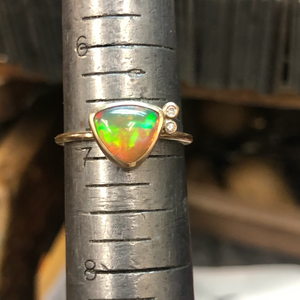 Triangular Fire Opal Ring with Diamonds