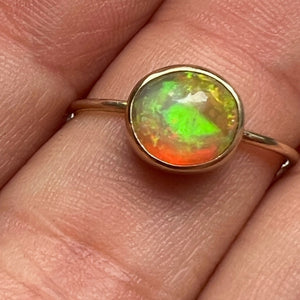 Spectacular Mexican Fire Opal Gold Ring