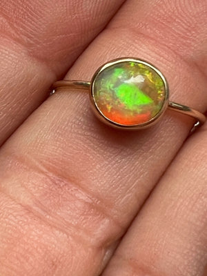 Spectacular Mexican Fire Opal Gold Ring