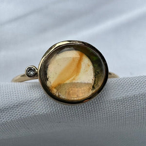 Orange Opal 'Flame' Ring with Diamond