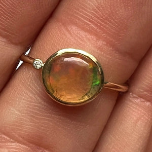 Orange Opal 'Flame' Ring with Diamond