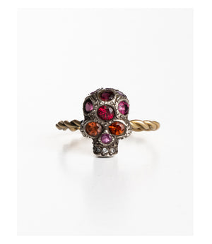 Ruby, Garnet And Diamond Skull Ring