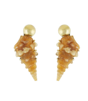 Ancient Carnelian Shell and Dome Earrings