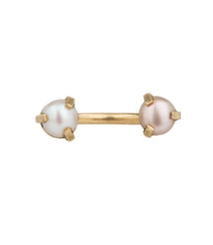 *4mm Single Wave Stoned Ring with Pearls